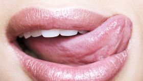 Woman licking lips, Close up of a woman's mouth